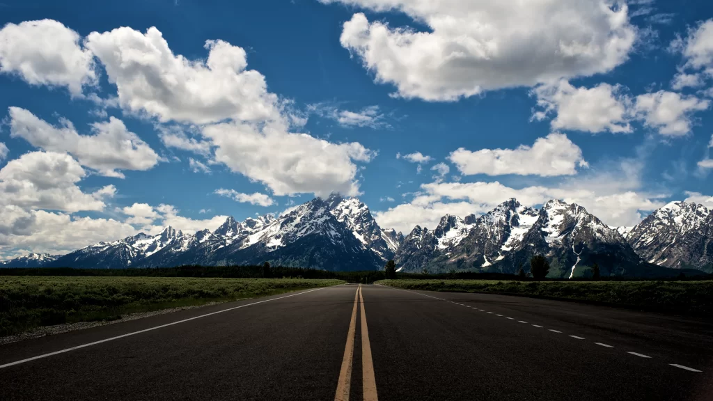 road mountains sky clouds landscape nature