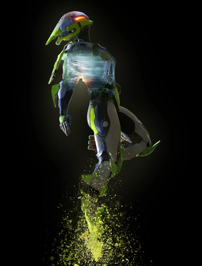 robot futuristic energy particles dynamic design