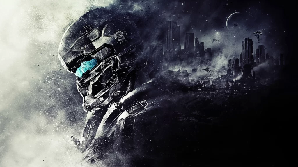 robotic futuristic cityscape moon skyscrapers