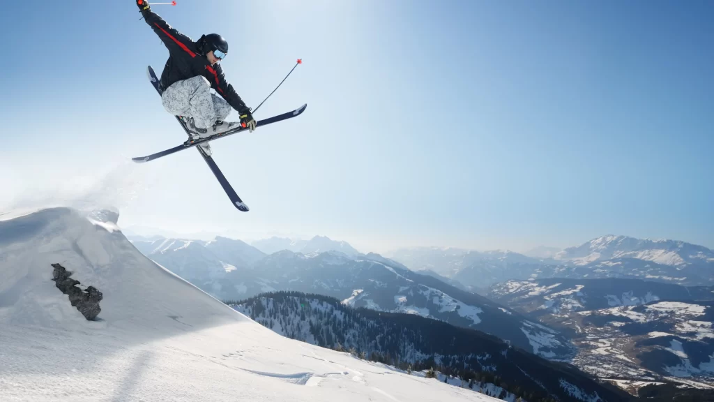 skiing snow mountains jump winter sport