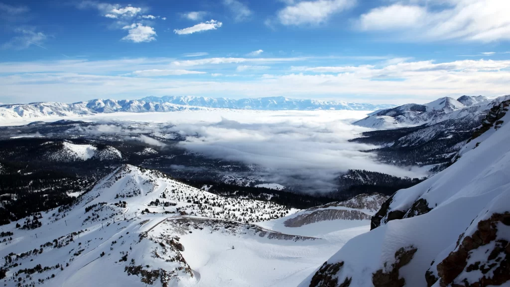 snow mountain landscape clouds sky
