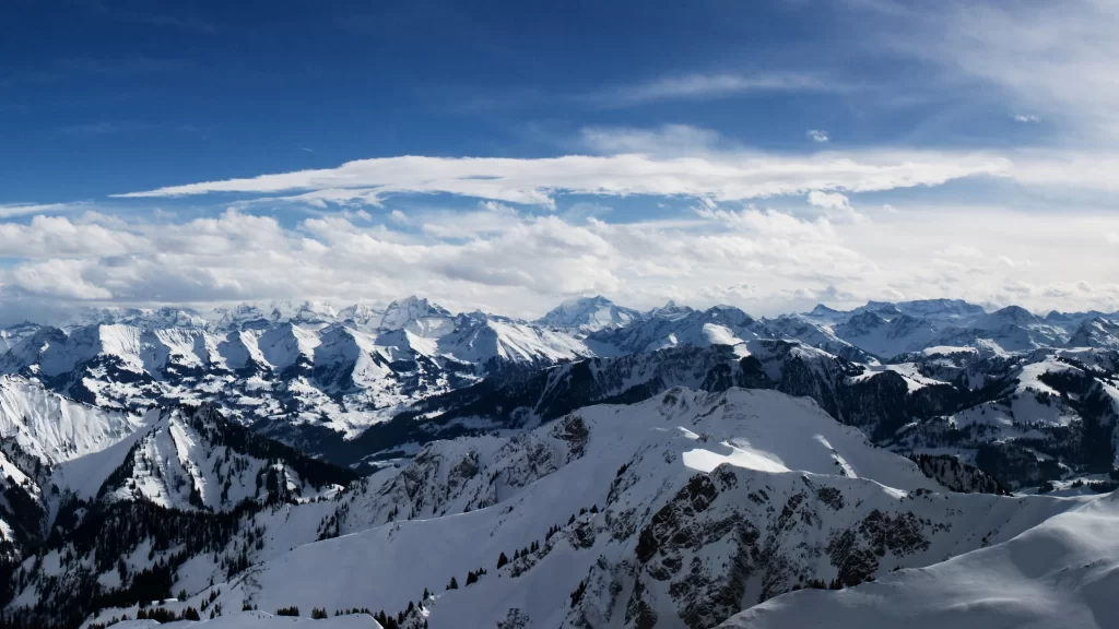 snow mountain landscape sky cloud