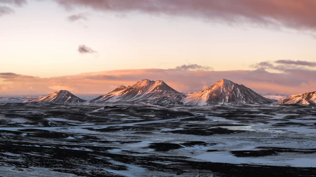 snow mountain landscape sunrise winter