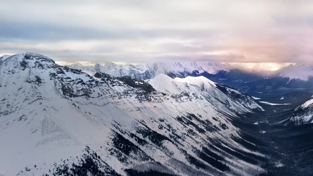 snow mountain landscape sunrise winter