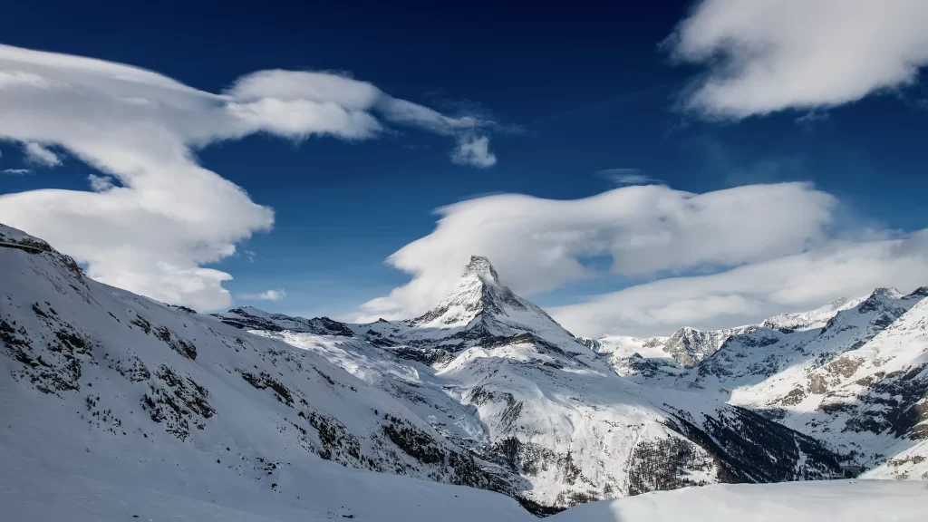 snow mountain sky cloud