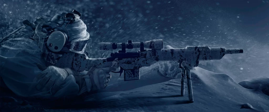 soldier, sniper, camouflage, snow, rifle, scope