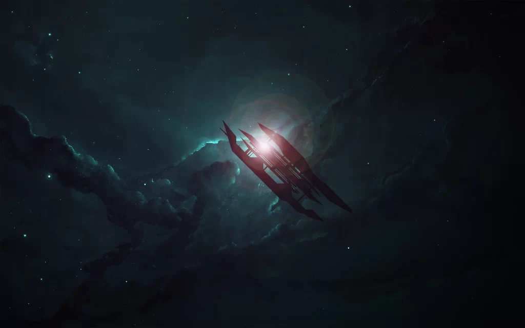 spaceship cosmic nebula stars universe exploration futuristic journey