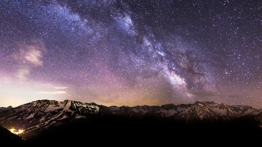 stars galaxy mountains night sky landscape