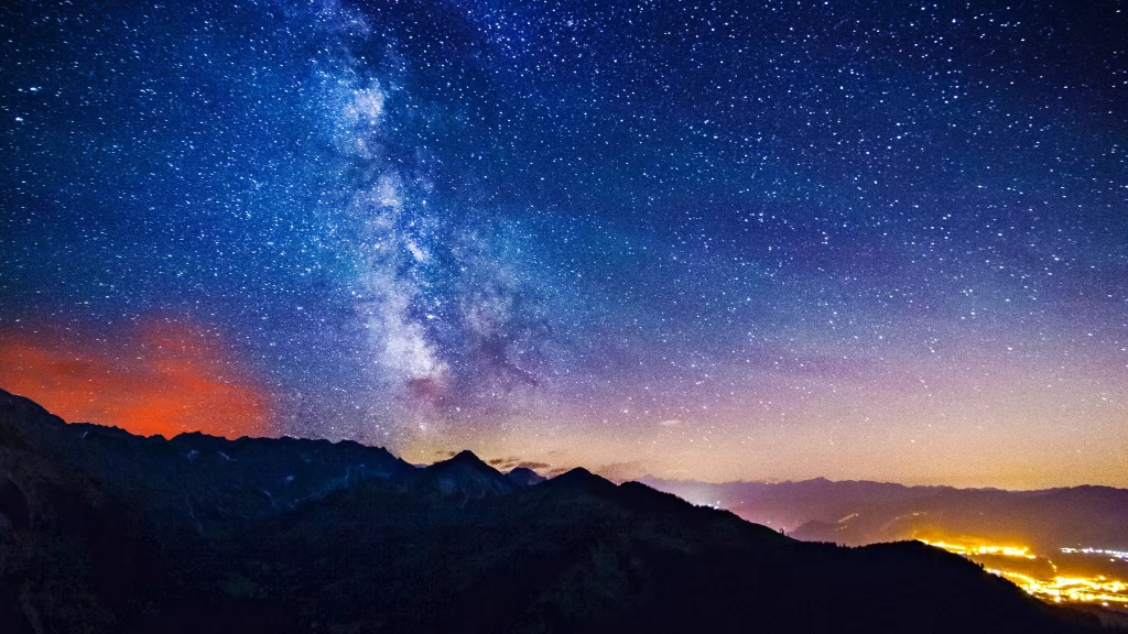 stars galaxy mountains night sky landscape