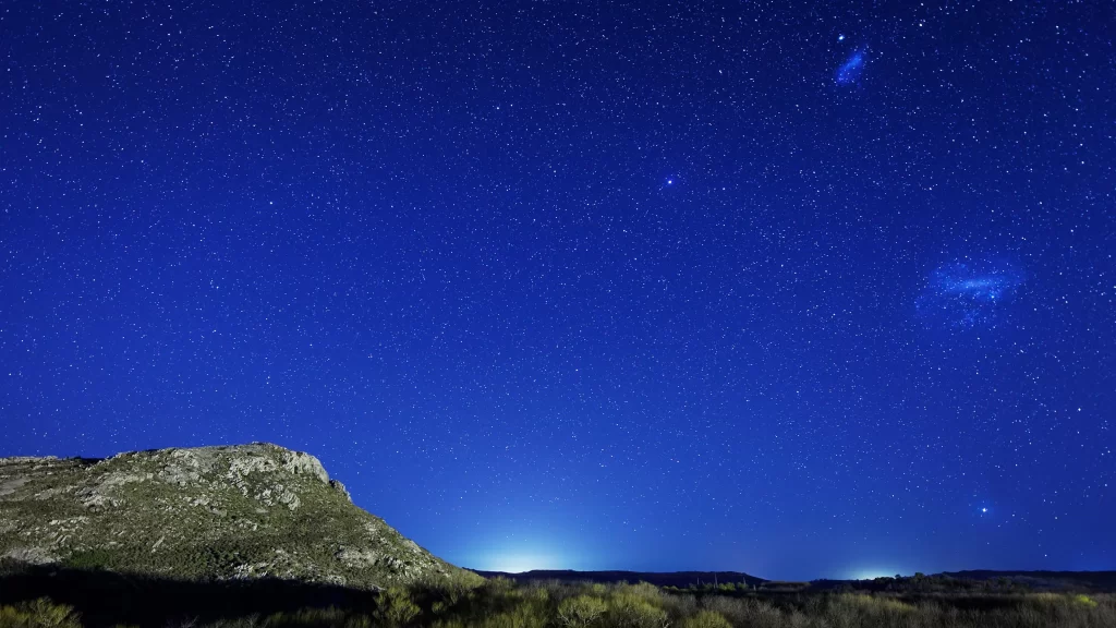 stars night sky mountain landscape astronomy celestial bodies