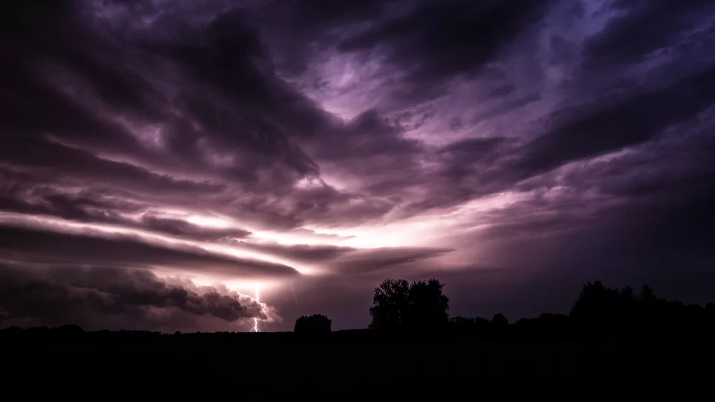 storm clouds lightning landscape twilight nature
