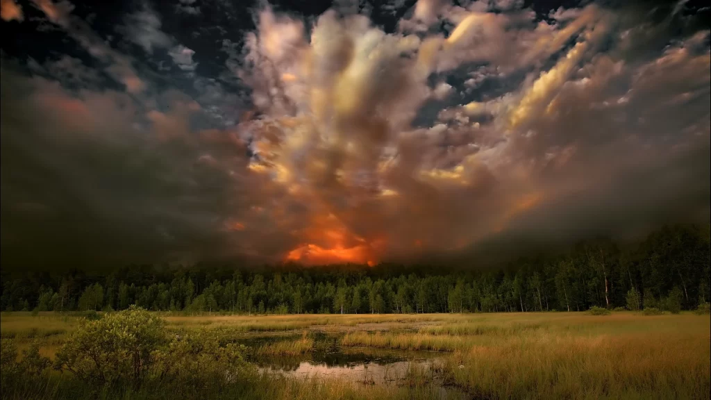 sunset clouds landscape nature tranquil colors