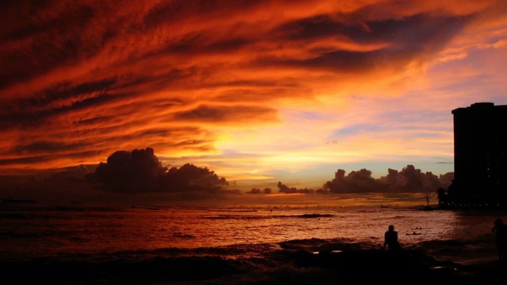 sunset clouds ocean silhouette sky colors
