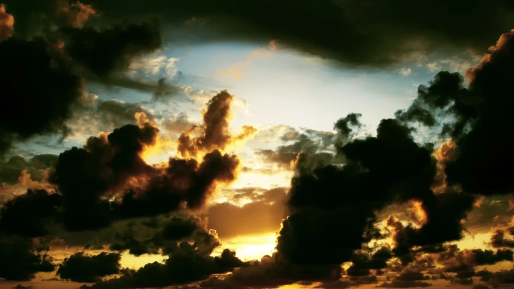 sunset clouds sky dramatic golden light horizon nature