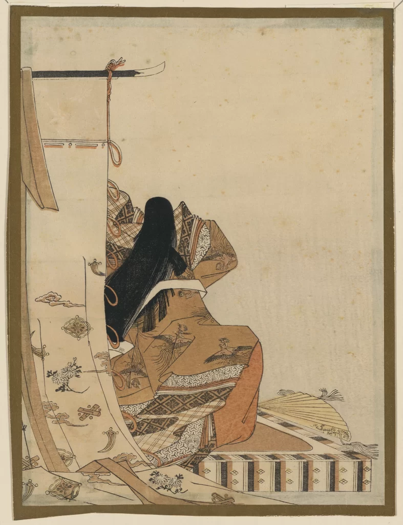 Traditional Japanese Art Kimono Black Hair Intricate Patterns Soft Colors Cultural Depiction