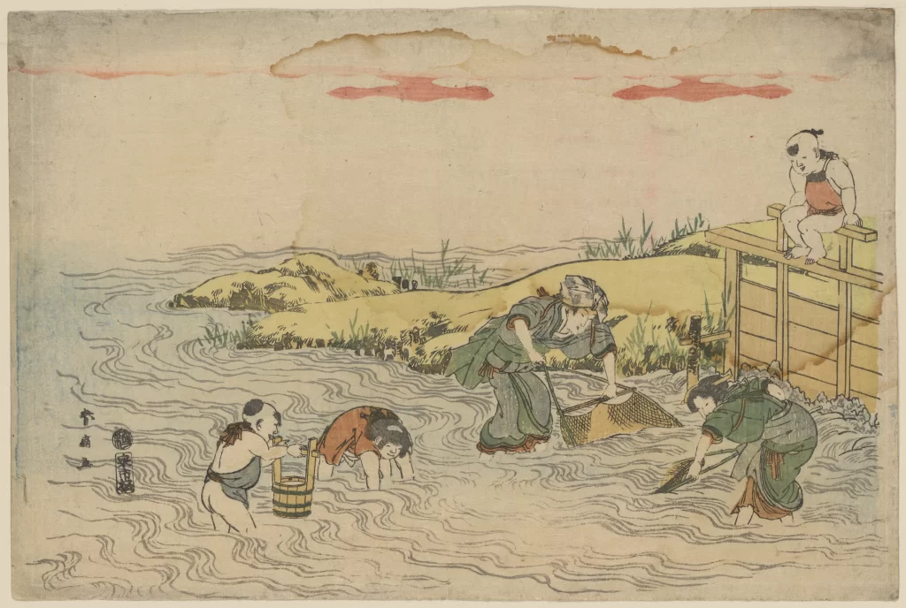 Traditional Japanese Art Serene Landscape Watercolor Historical Scene Cultural Depiction