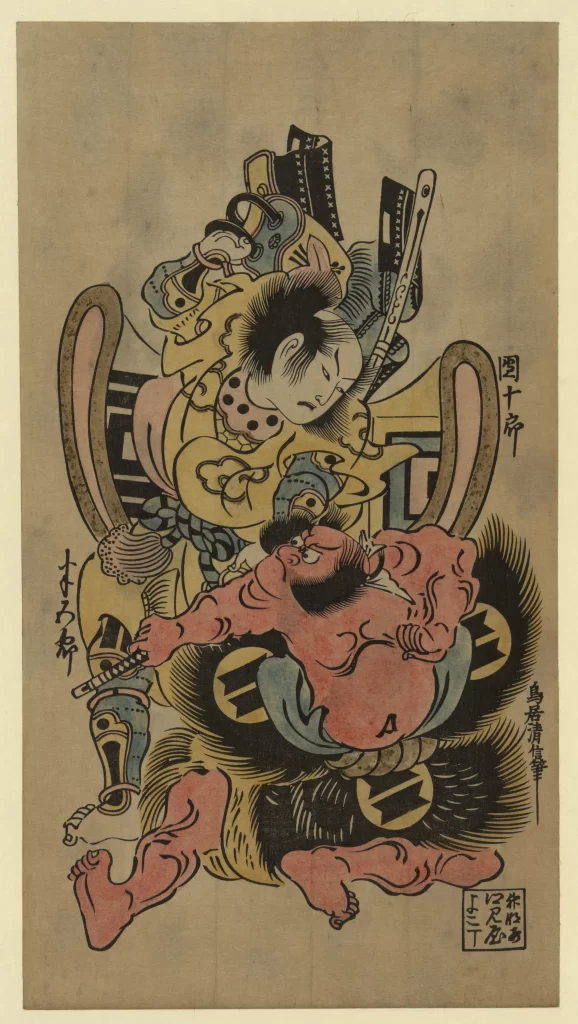Traditional Japanese Art Sumo Wrestler Vibrant Colors Dynamic Pose Cultural Depiction
