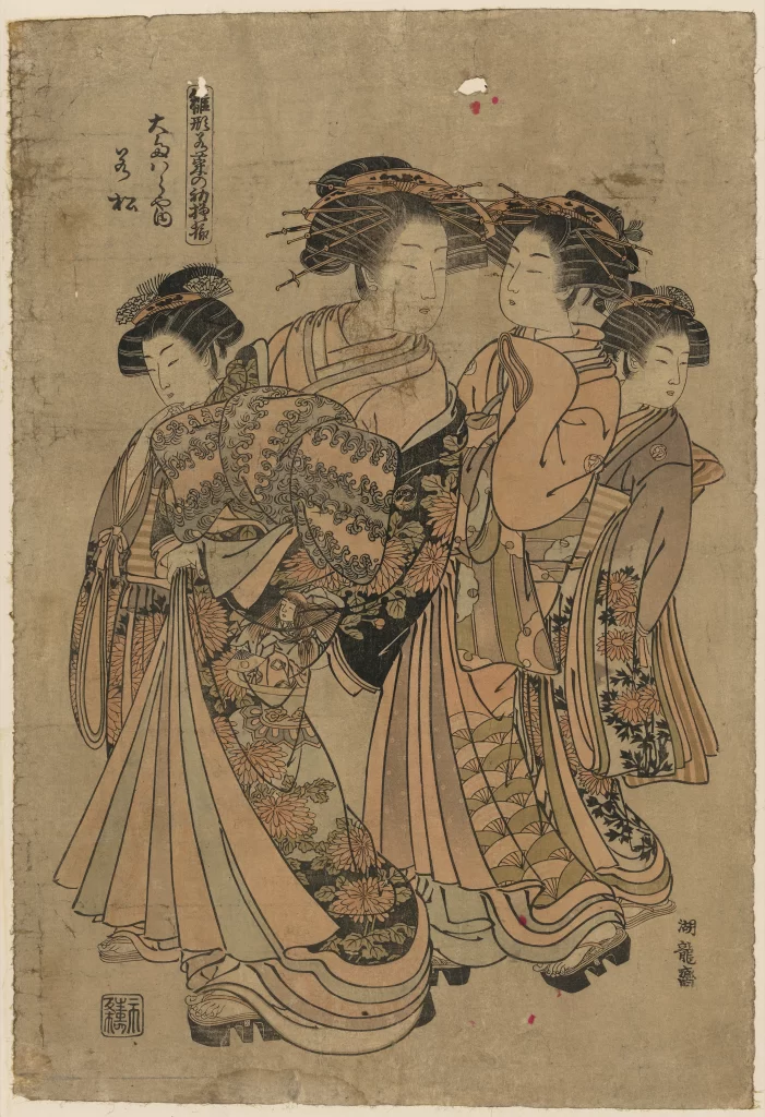 Traditional Japanese Attire Elegant Floral Patterns Soft Colors Cultural Heritage Artistic Style