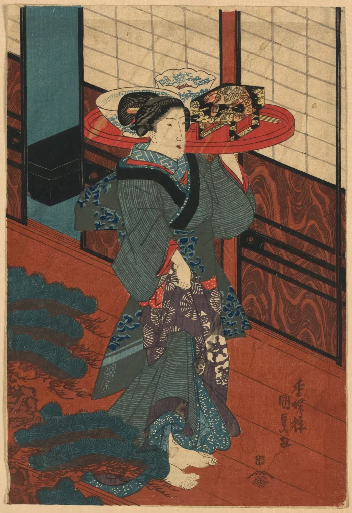 Traditional Japanese Attire Vibrant Colors Intricate Patterns Cultural Art Historical Style