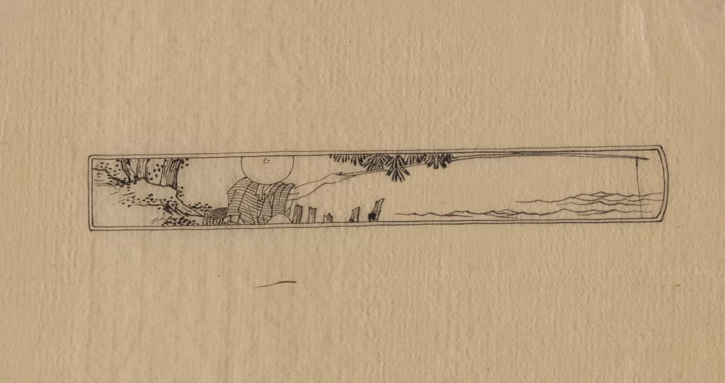 Traditional Japanese Landscape Ink Drawing Serene Nature Simplicity