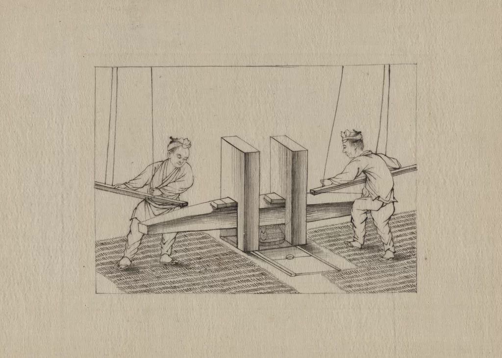 Traditional Woodblock Print Black And White Manual Labor Historical Cultural