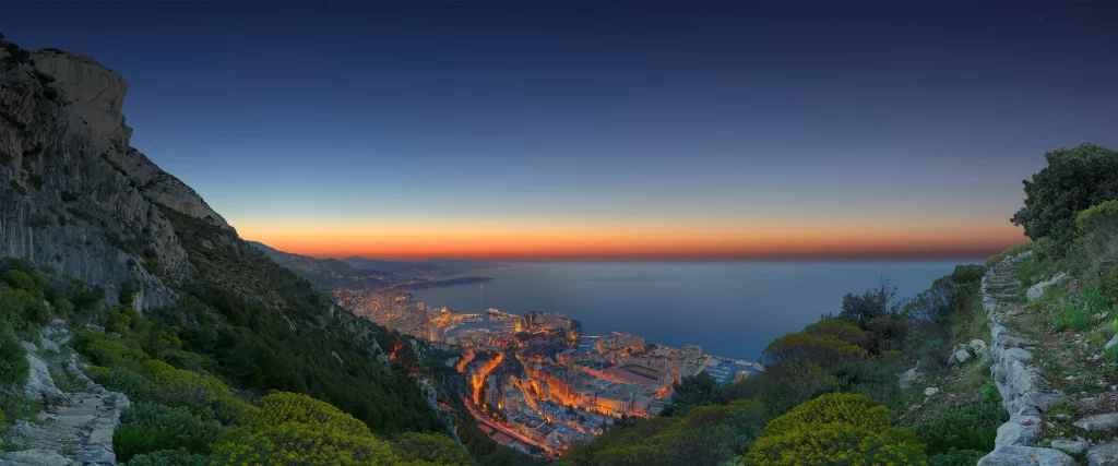 twilight cityscape ocean lights nature