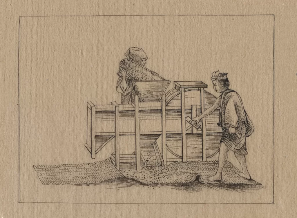 Vintage Illustration Sepia Tones Historical Scene Manual Labor Detailed Line Art