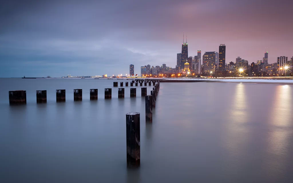 Cityscape Twilight Skyline Water Reflections