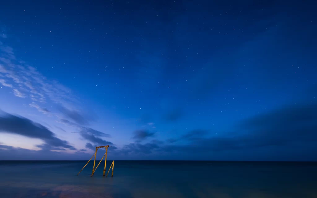 Starry Sky Ocean Twilight Clouds