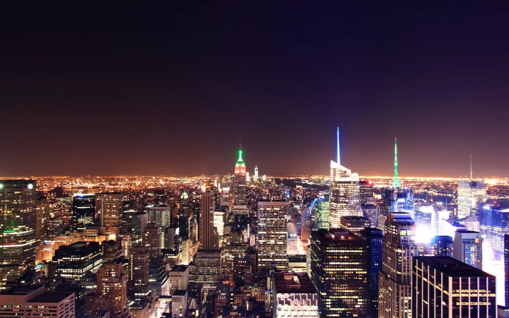 Cityscape Night Lights Skyscrapers Urban Glowing