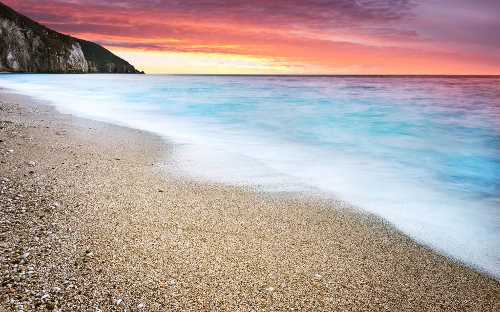 Sunset Ocean Waves Beach Golden Horizon