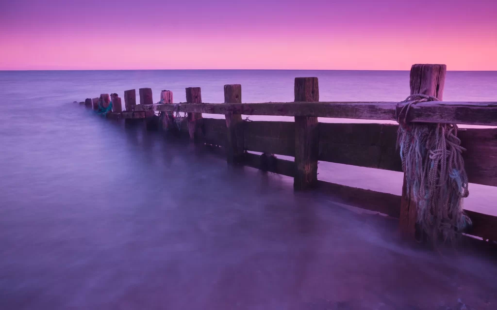 Purple Twilight Ocean Wooden Pier Rope