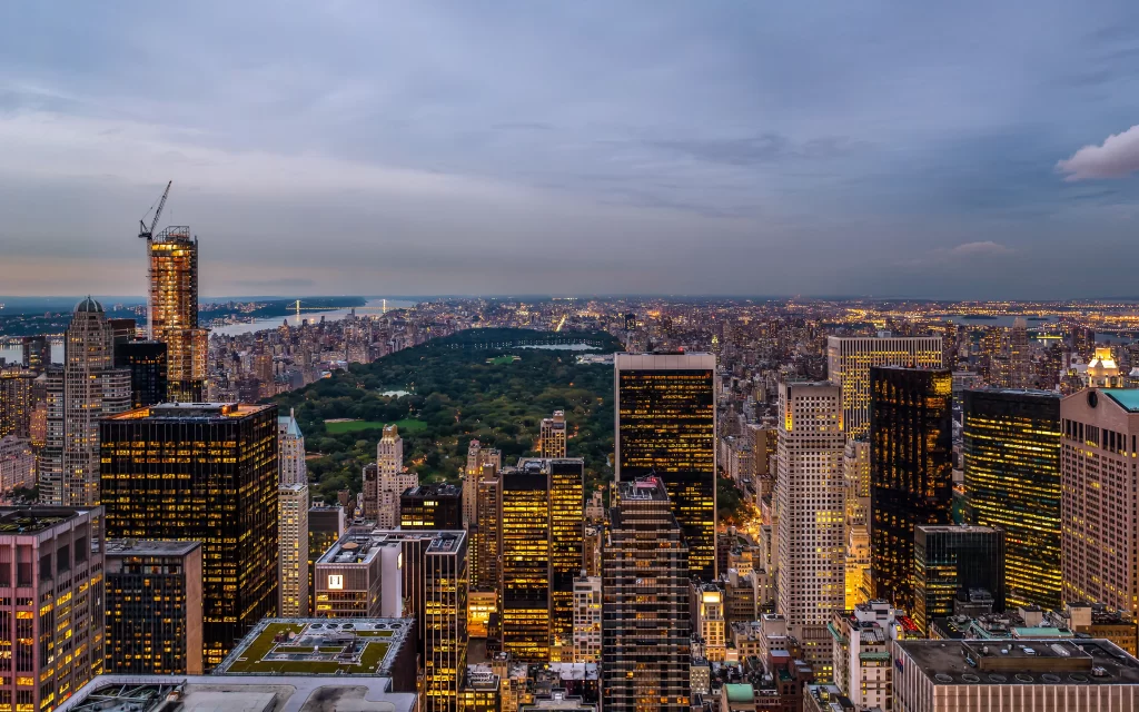 Urban Skyscrapers Cityscape Central Park Twilight