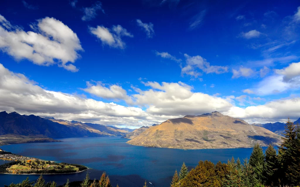 Mountain Lake Clouds Blue Sky Forest