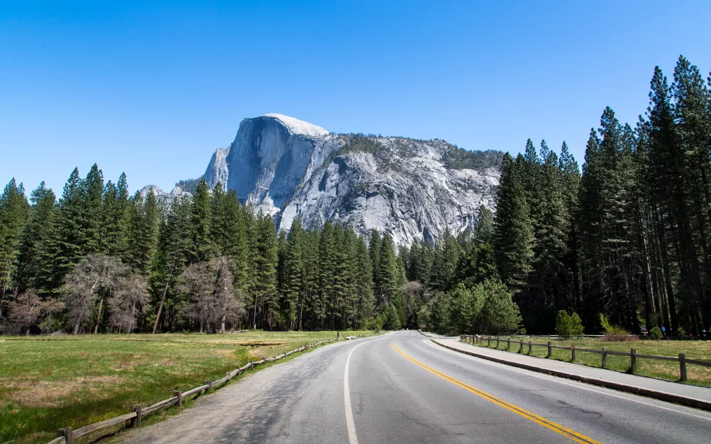 Mountainous Landscape Road Forest Clear Sky