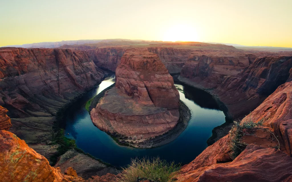 Sunset Canyon River Red Rock Cliff