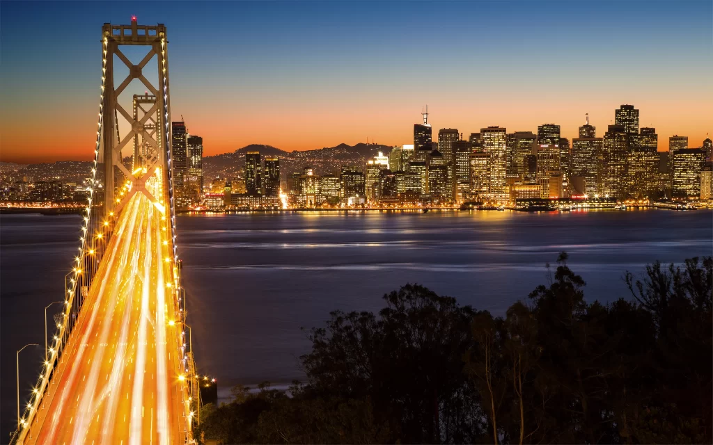 Cityscape Bridge Lights Water Skyline