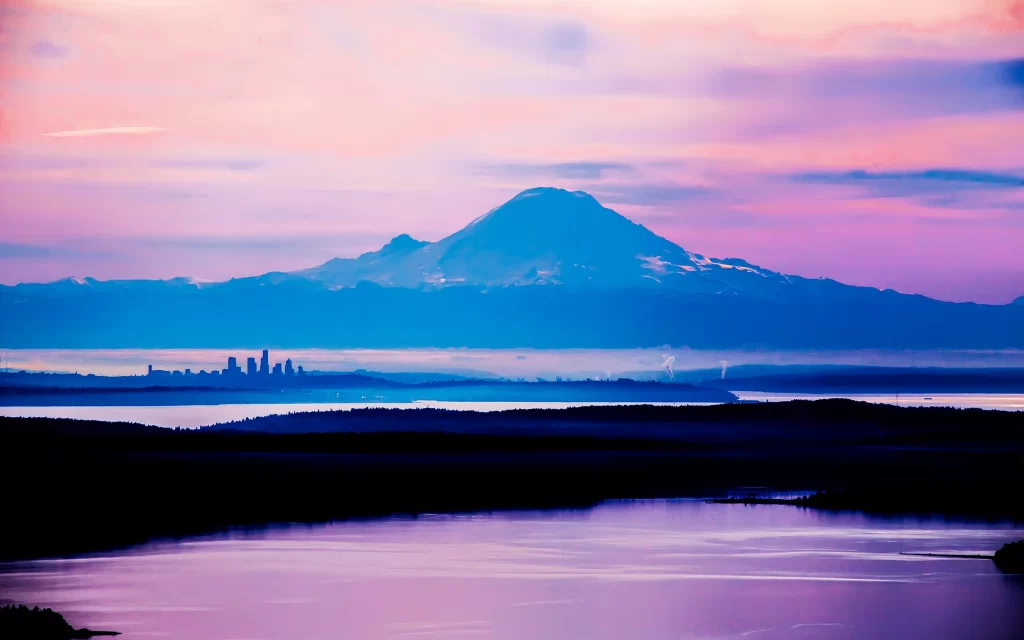 Mountain Cityscape Water Sunset Sky