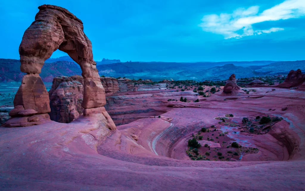 Desert Arches Rock Formation Blue Sky Scenic Landscape