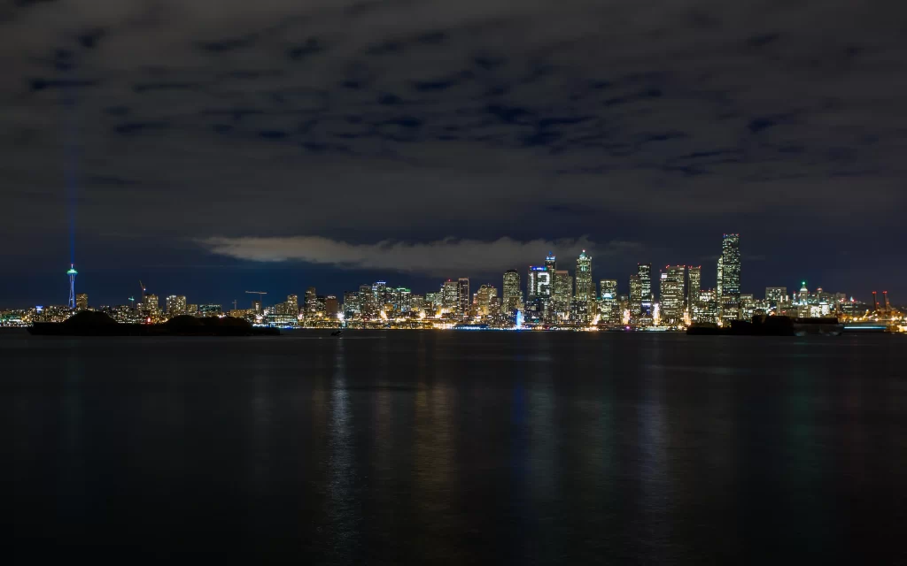 Cityscape Night Skyline Lights Reflection