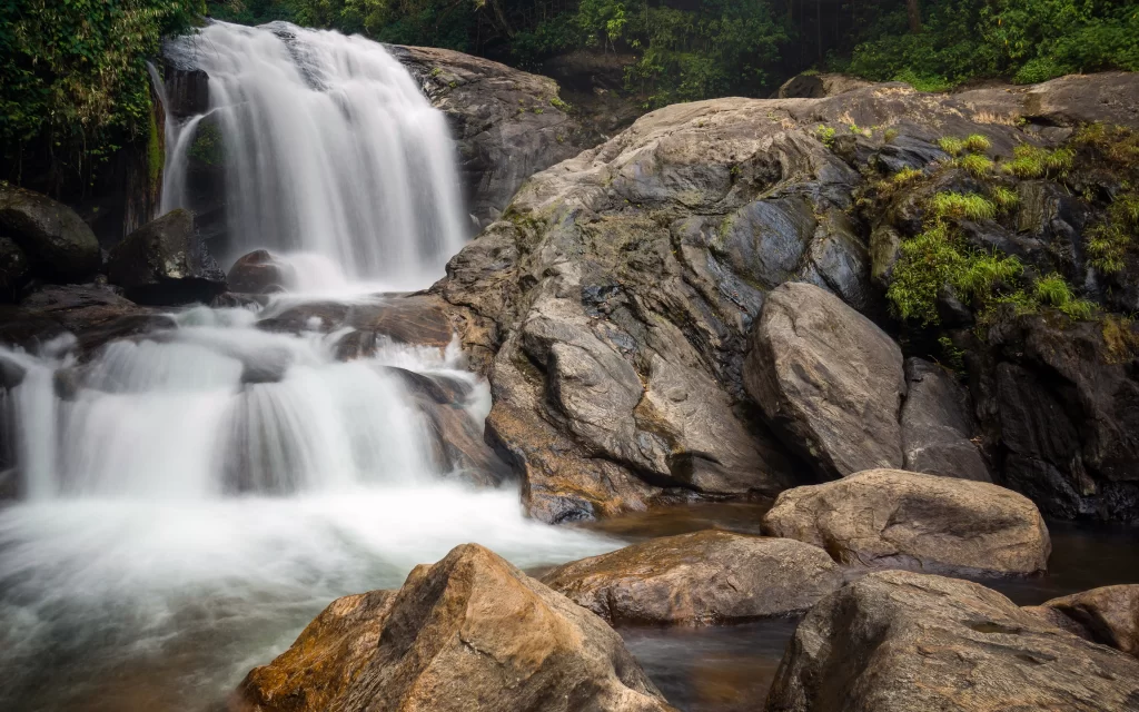 Waterfall Rocks Forest Greenery Nature