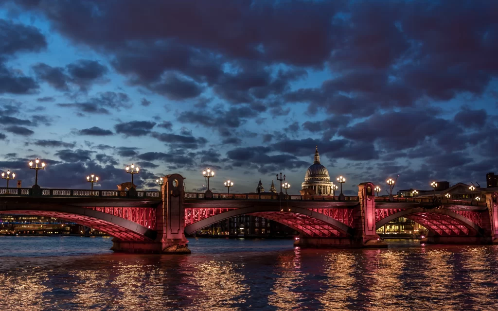 Twilight Bridge River Illuminated Clouds