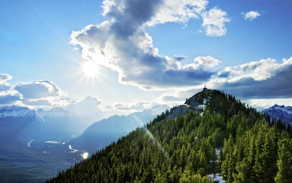 Sunlight Clouds Mountains Forest River