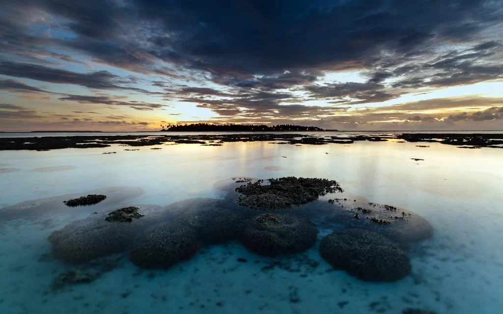 Sunset Ocean Coral Reef Clouds Horizon