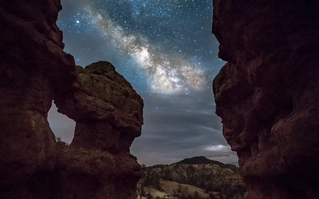 Milky Way Stars Rock Formation Night Sky