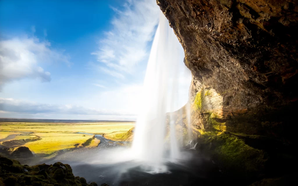 Waterfall Nature Landscape Sunlight Blue Sky