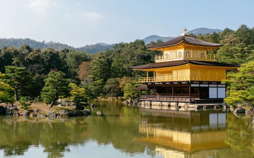 Traditional Japanese Architecture Golden Pavilion Scenic Landscape