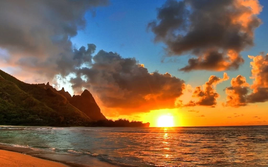 Sunset Ocean Waves Beach Golden Horizon