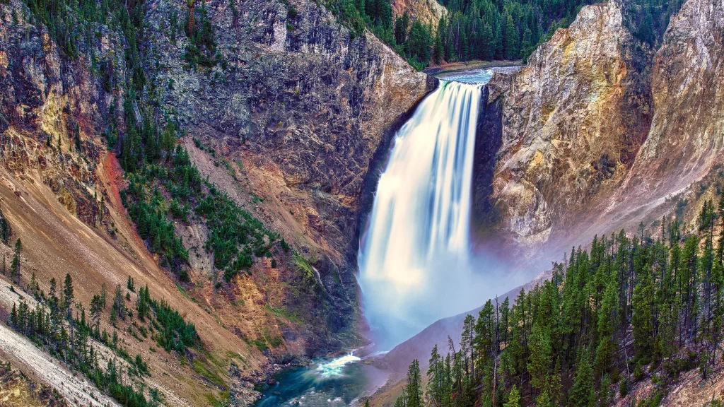 waterfall river canyon nature landscape trees