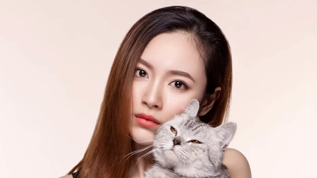 woman cat portrait